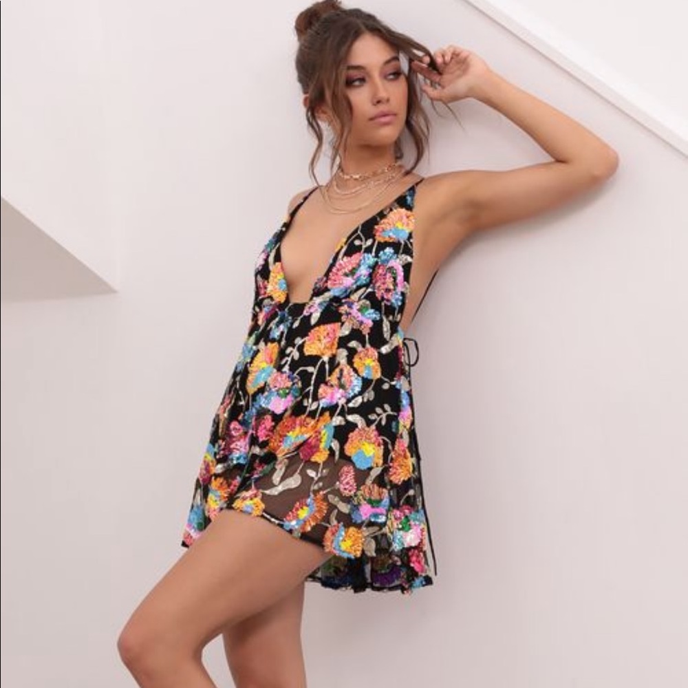 Lucy in the Sky Skylar Sequin Dress In Black Multicolor